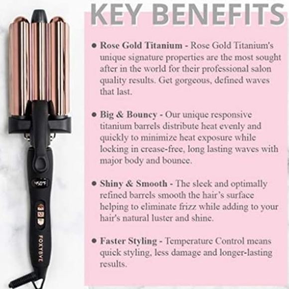New * FOXYBAE * Rose Gold Wavy Baby Triple Waver - Picture 9 of 10